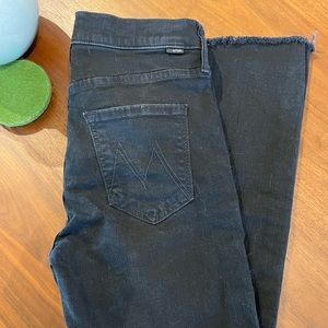 Mother black mid rise dazzler ankle step fray 29